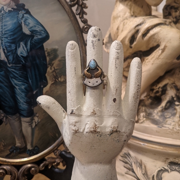 Sterling Silver Demon Kitty Larimar Ring - Picture 5 of 5